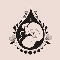 elective c-section birth package baby in womb surrounded by moon phases and plant illustrations