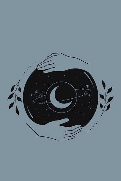 home birth package holding galaxy illustration