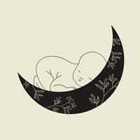 hospital birth support baby curled up in moon illustration